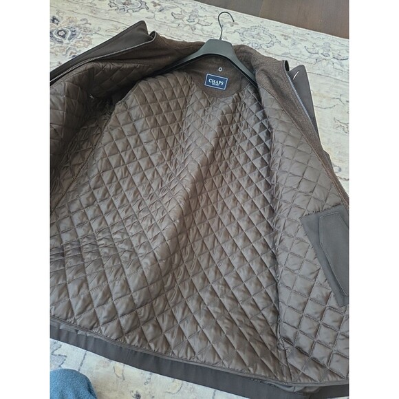 #53 Chaps Trench Coat Mens 42R Brown Overcoat Rain Jacket Button Out Liner Long - Picture 4 of 9